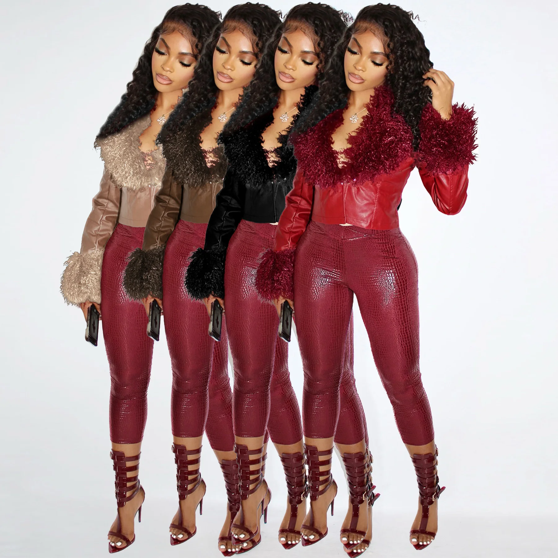 

Элегантная кожаная меховая куртка, женские укороченные пальто Y2K, уличная одежда, зима-осень 2023, роскошная одежда, сексуальные черные модные куртки, пальто