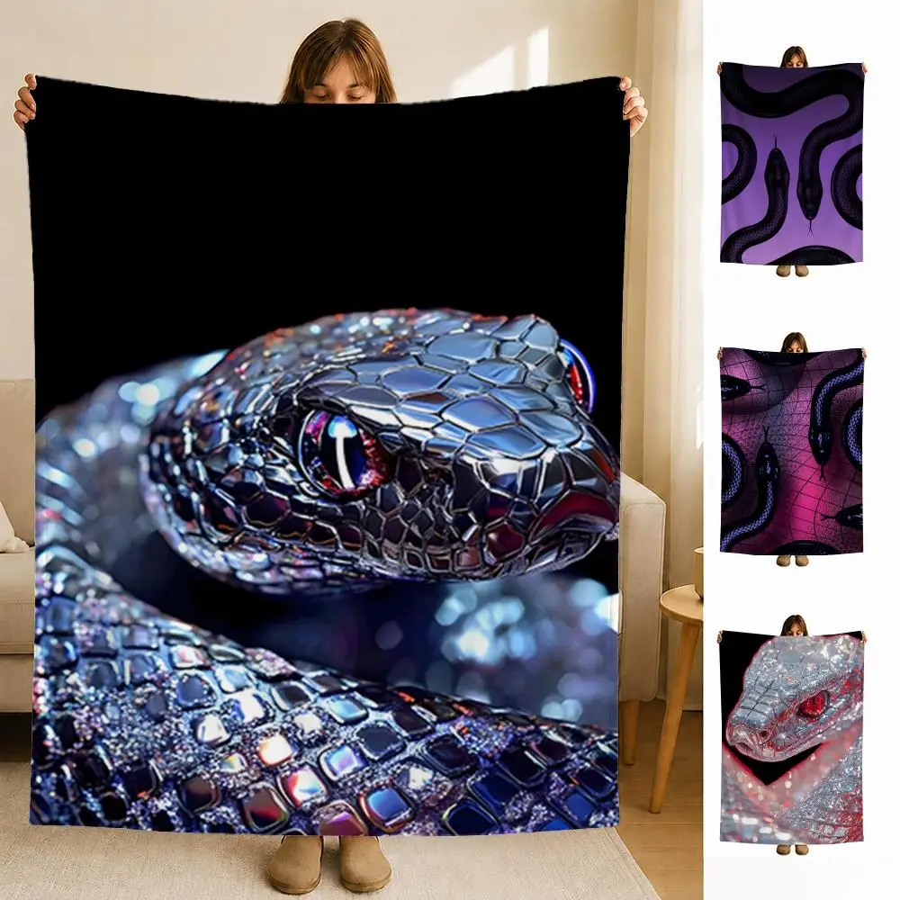 Element Y-Y2K style S-snake Throw Soft Flannel Blanket for Bed Bedroom Sofa Picnic Throw Skin-friendly Breathable Gift Cover