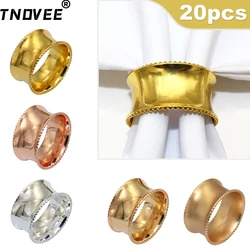 20Pcs Gold Napkin Rings Metal Round Serviette Buckles for Christmas Wedding Party Birthday hday Dinning Table Decoration ERM06