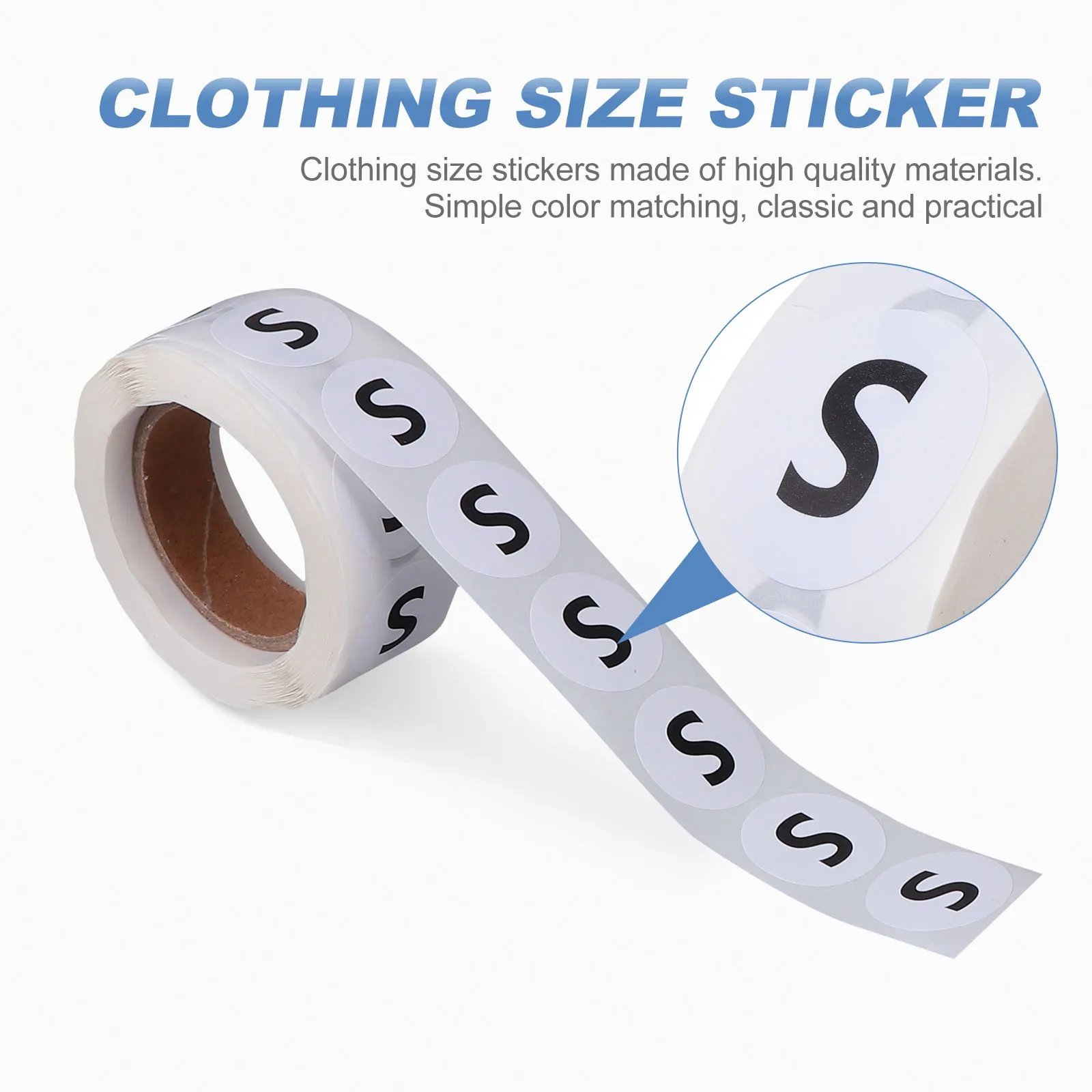 

2pcs 2 Rolls Clothing Size Sticker Round Label Multi-Functional Self-Adhesive Labels For T-Shirts Sweaters Coats Hats Gloves