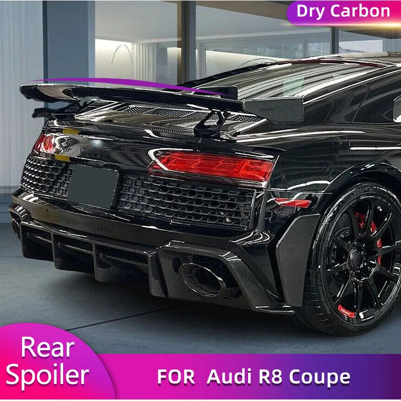 

Prepreg Dry Carbon Car Rear Trunk Spoiler Wings for Audi R8 Coupe 2023 Racing Rear Trunk Lip Wing Spoiler