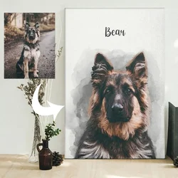 Color Custom Pet Portrait Personalized Poster Christmas Gift Canvas Painting Animal Dog Art Print Wall Picture Living Room Decor