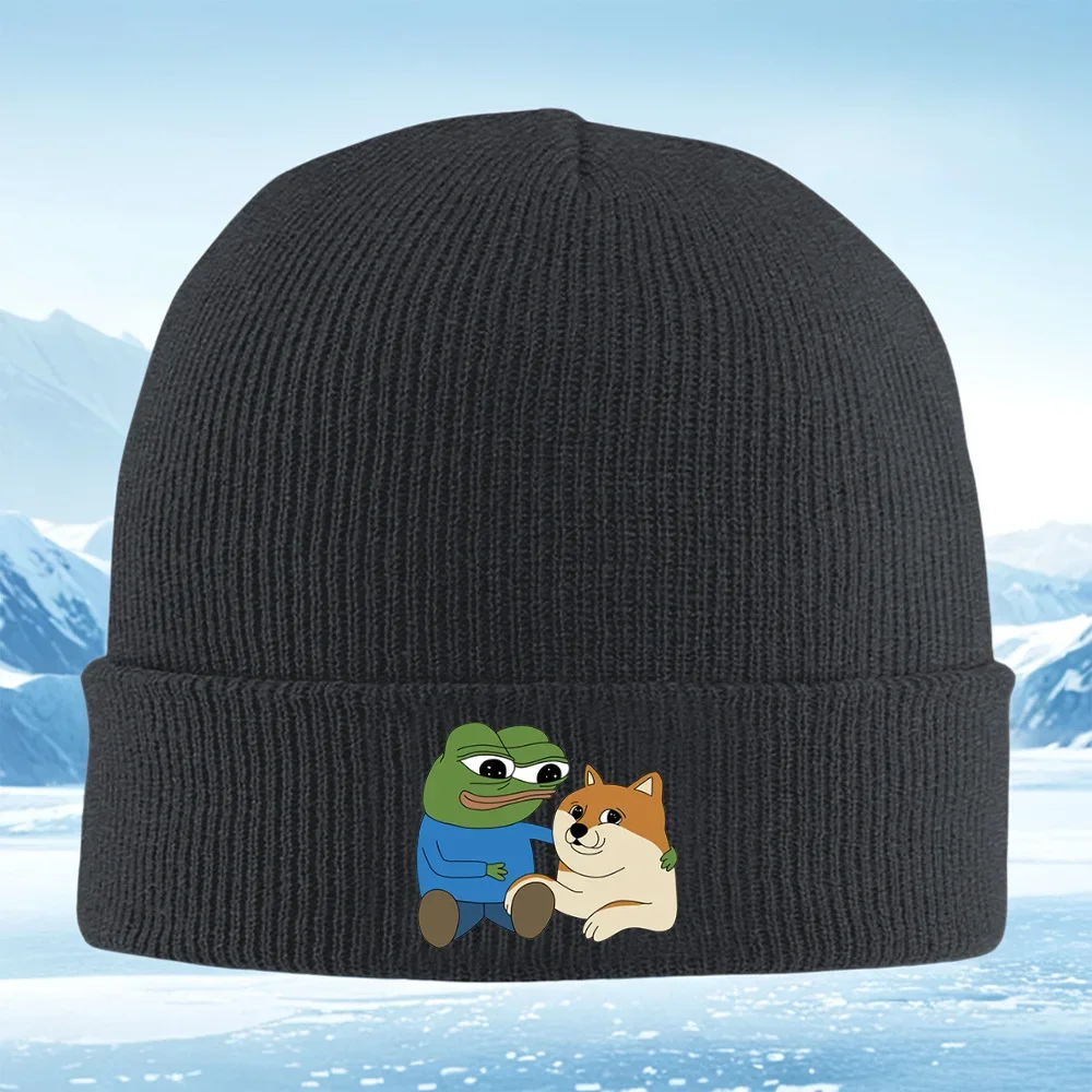 2026 Frog Dog Friends Together Embrace Men Women Unisex Knitted Hat Beanie Pullover Cap Winter Thermal Warm Christmas Outdoor Cy
