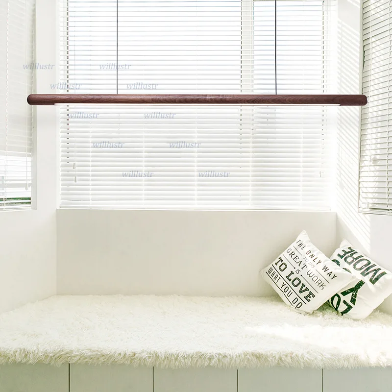 

Длинная трубка из орехового дерева, светодиодный подвесной светильник, цилиндрический офисный отель, вилла, стойка 120 см, потолочная люстра, подвесной светильник