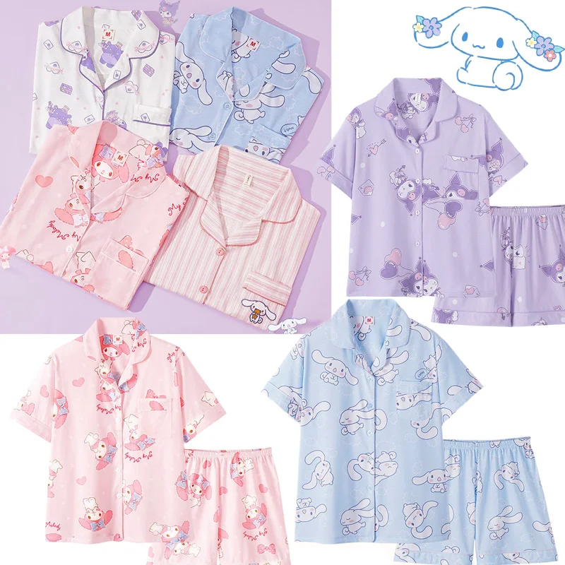 Ins Kawaii Cinnamoroll pajamas women\'s summer 2022 new mymelody Kuromi short-sleeved thin section cute Sanrio home clothes Gift