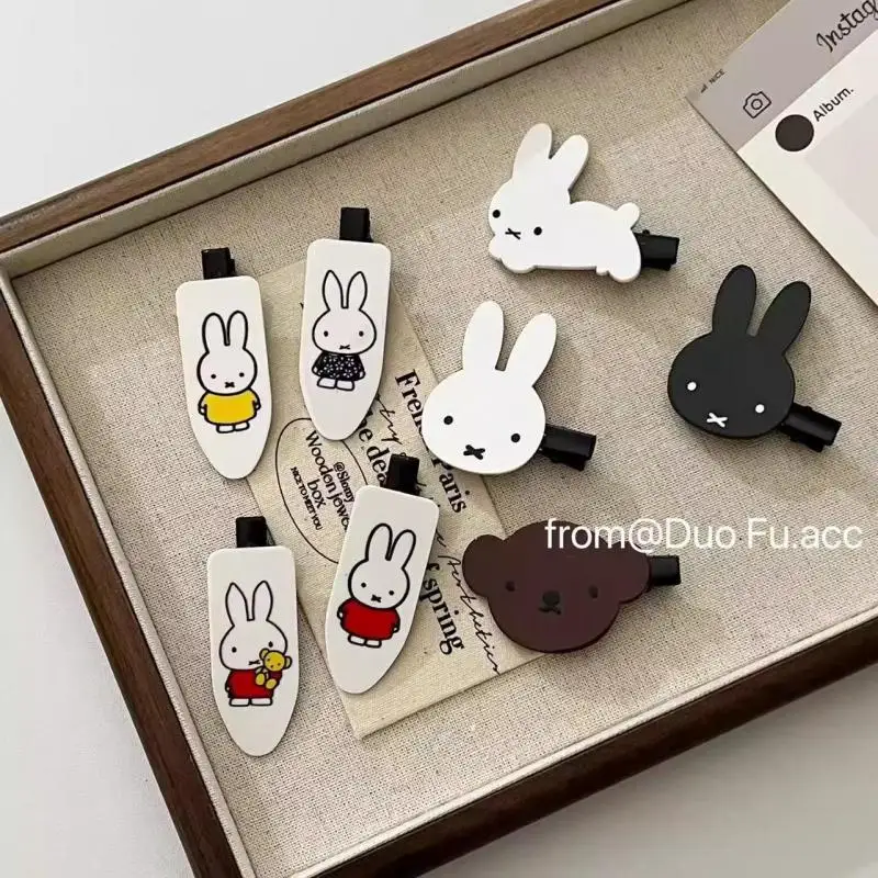 2-шт-заколки-для-волос-miffy-кавайная-мультяшная-кукла-кролик-miffy-акриловые-аксессуары-bb-одно-слово-утконос-корейский-стиль-головной-убор-для-девочек