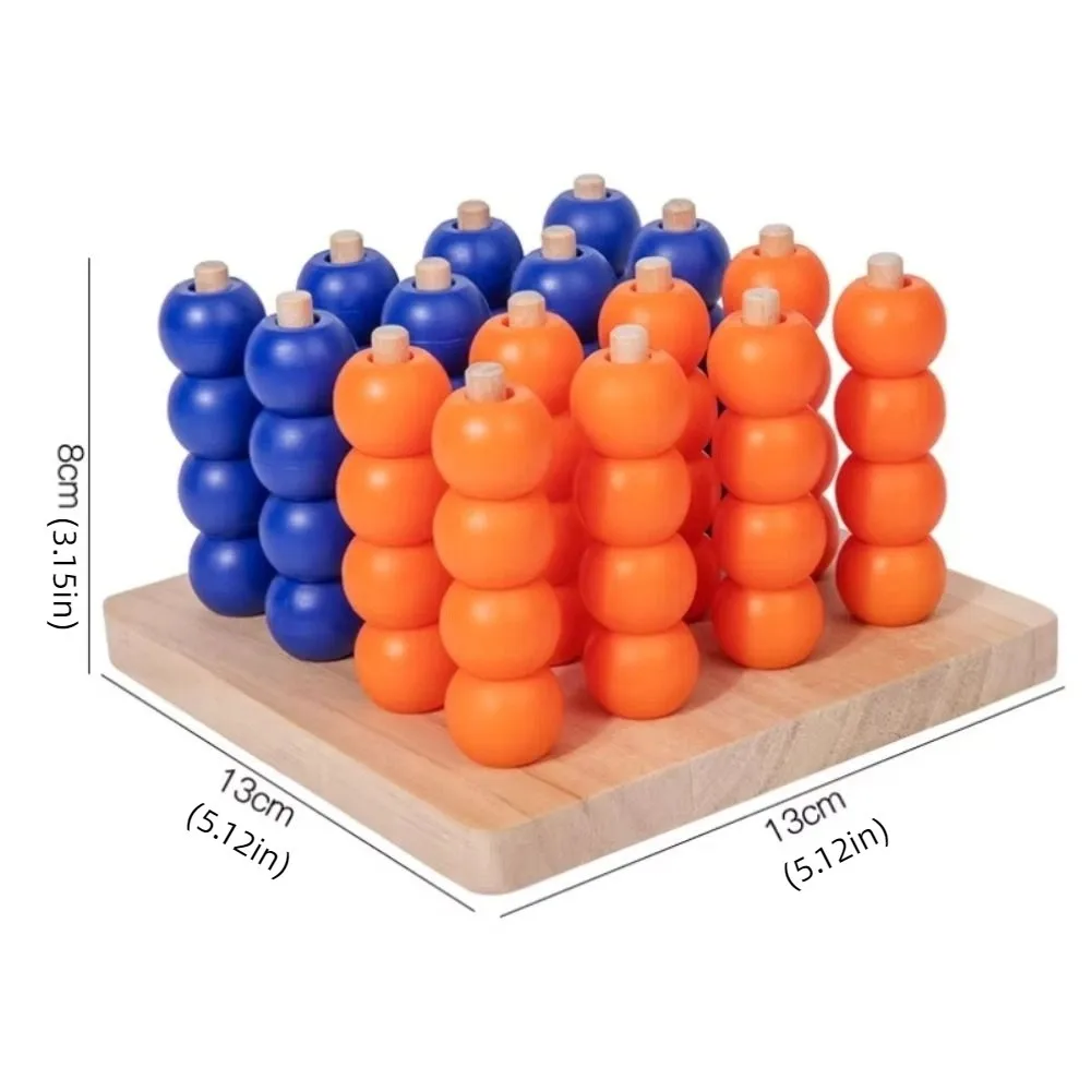 Four In A Row 4 Beads 3D Four Connect Chess Educational Puzzle Wooden Gobang Fun Strategy Classic Family Board Game