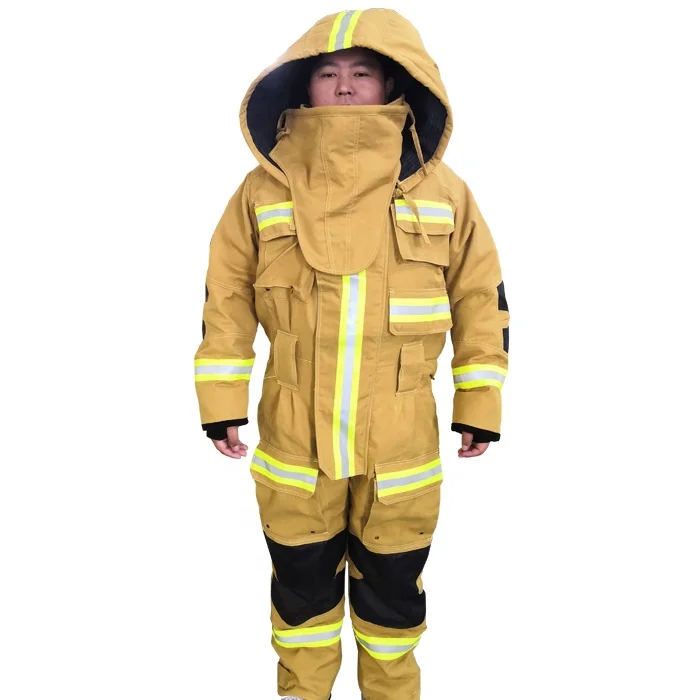 ISO-Accredited Multi-Functional One-Piece Firefighter Coverall Suit Flame Retardant with Aramid Material