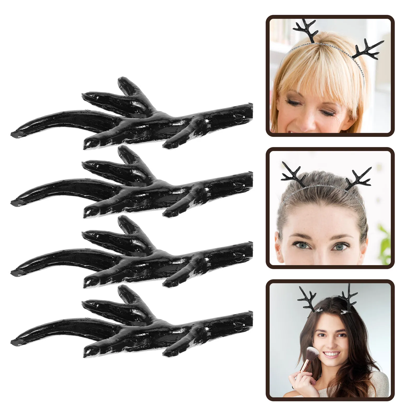 

2Pairs Deer Antlers DIY Headband Plastic Reindeer Horn Cosplay Hair Accessories for Christmas Party Costume Deer Antlers