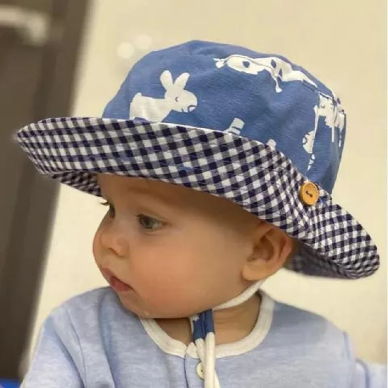 Summer Children Cotton Cartoon Bucket Cap For Boys Printing Floral Baby Girls Sun Hat Flower Kids Bonnet Dropshipping