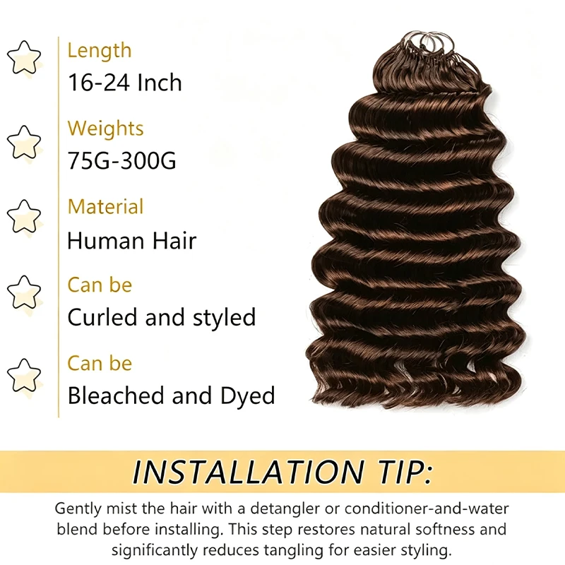 Smilegirl Human Crochet Hair for Black Women Miracle Knots Hair Body Wave Bundles Human Hair 30 Inch Pre-separated Invisible Feather Crochet Human Hair Chocolate Brown