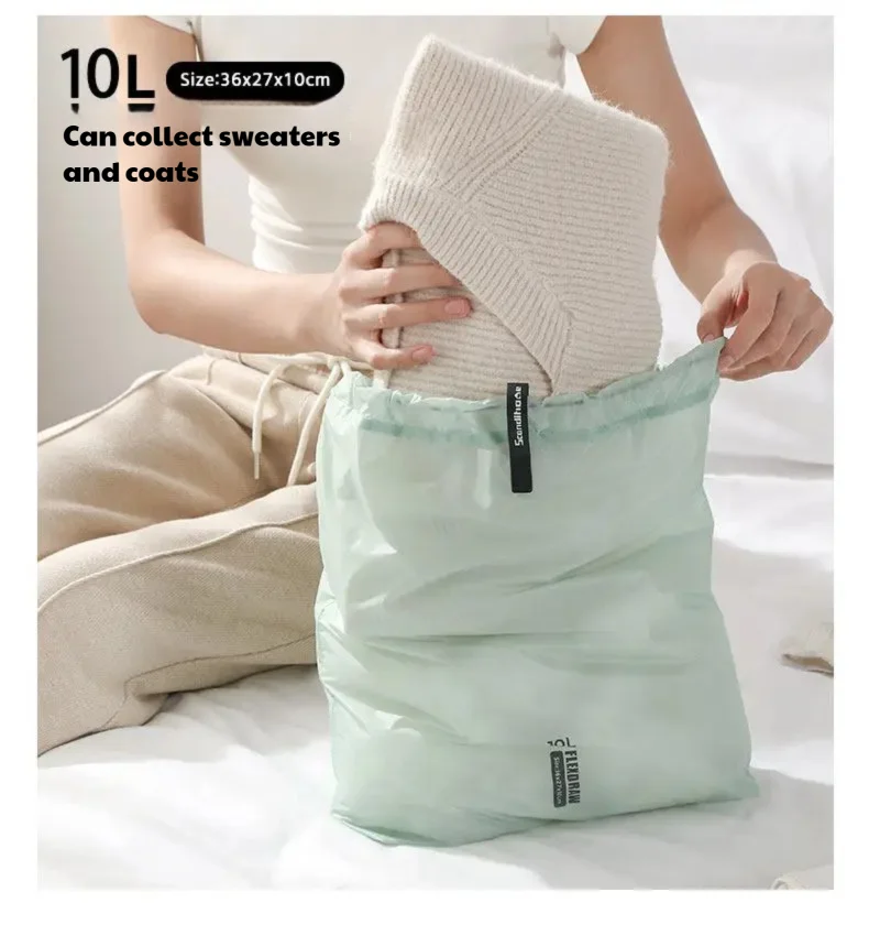 Reise-Aufbewahrungsbeutel mit Kordelzug, wasserdicht, leicht, für Kleidung, Verpackungswürfel, Organizer, mehrere Größen, für Socken, Schuhe, Gepäck – Detail 10