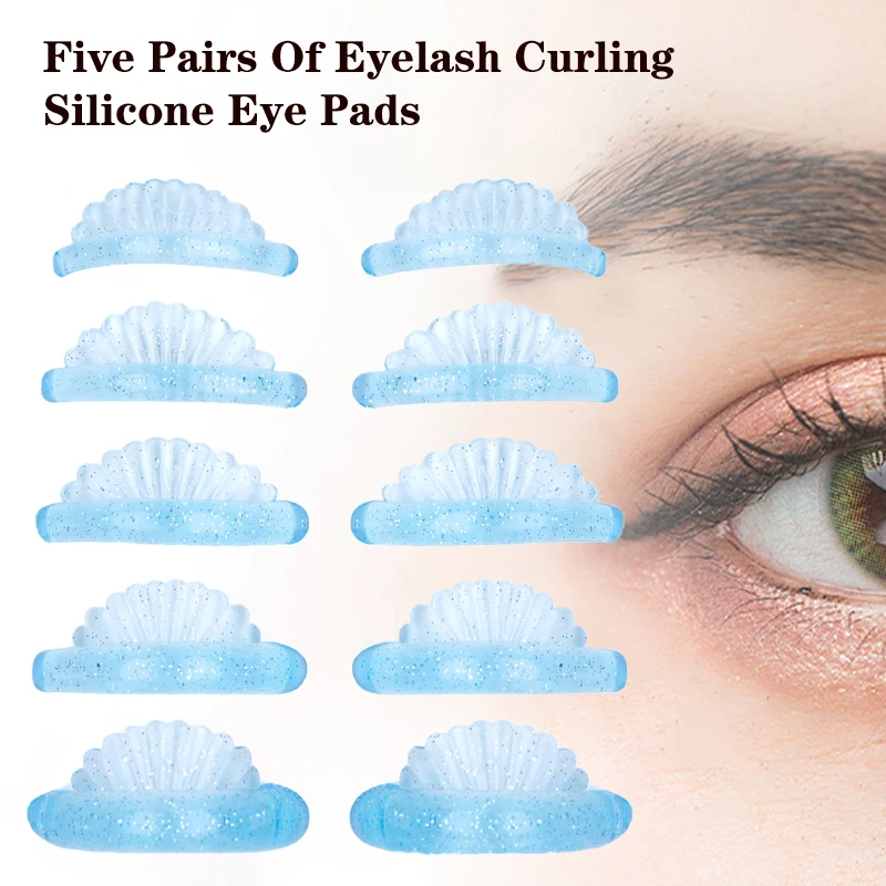 5Pairs Glitter Sky Blue Shell Shape Eyelash Extension Silicone Pads Super Soft Lash Lift Perm Pad Grafting Lashes Tools