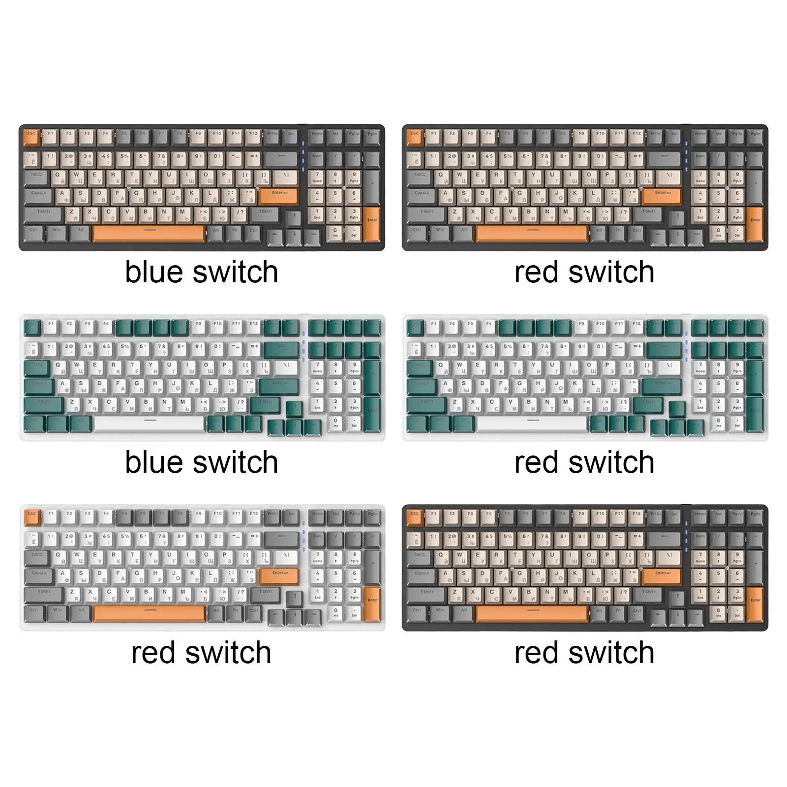 Russian Mechanical Keyboard Plug and Play Portable 100 Keys RGB for Laptop