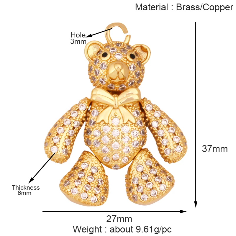 Tier Katze Bär Löwe Leopard Schlange Fuchs Schaf Charm Anhänger, echte 18K vergoldet Halskette Armband Schmuck Komponenten Versorgung S36 – Detail 9