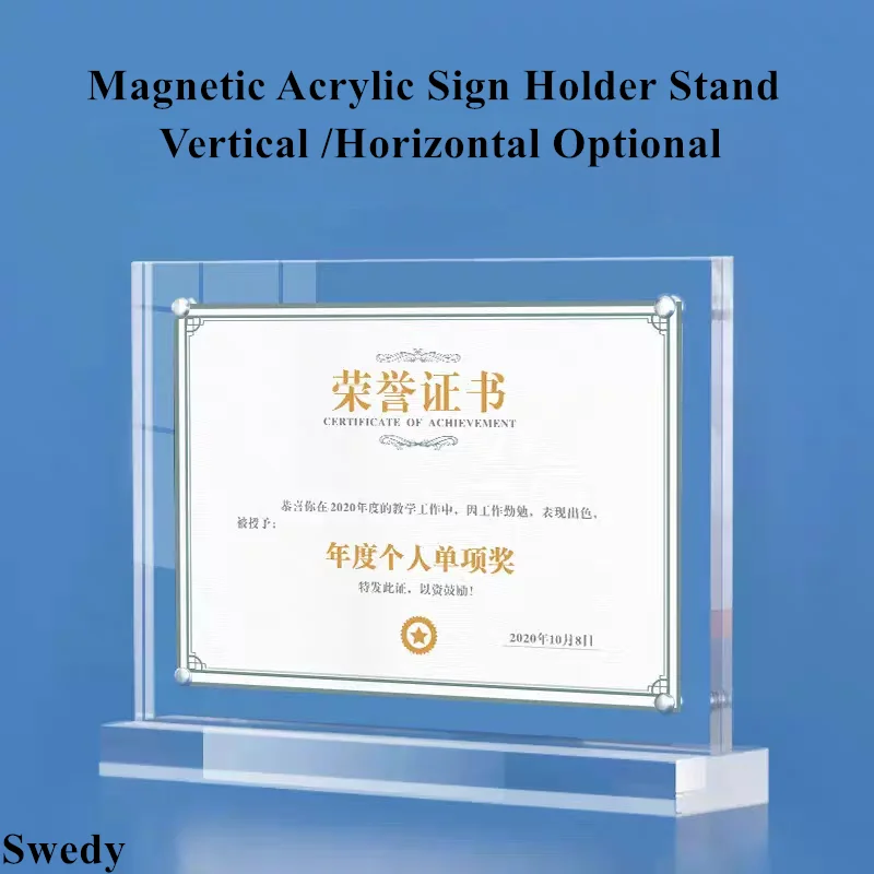 4 Pieces A5 148x210mm Double-Sided Magnetic Acrylic Sign Holder Display Stand Price Poster Frame Table Menu Paper Card Holder
