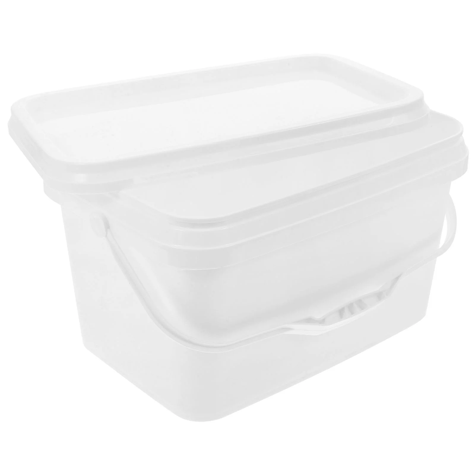 

3 Liter White Paint Bucket Storage Container Hand held Portable PP Material Lid Lightweight Multi purpose