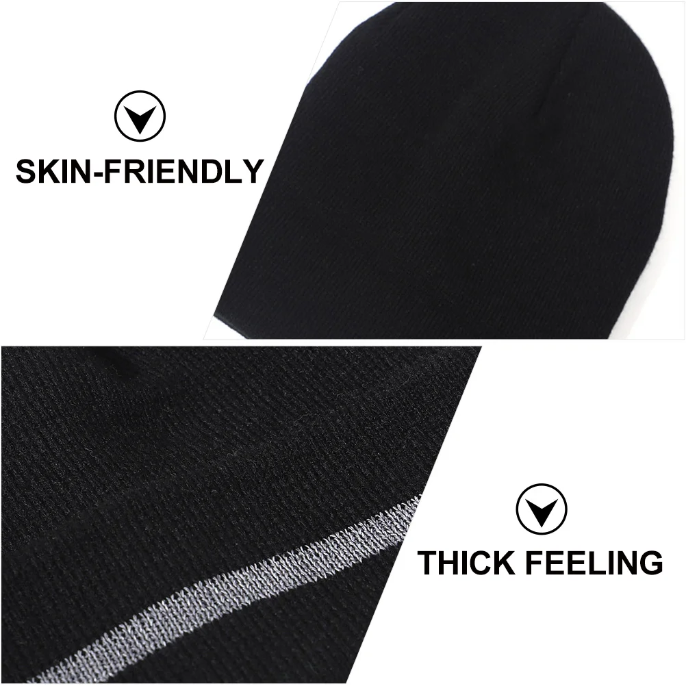 

Fluorescence Knitted Hat Reflective Strip Warm Lightweight Unisex Beanie for Outdoor Sports Autumn Winter -Match