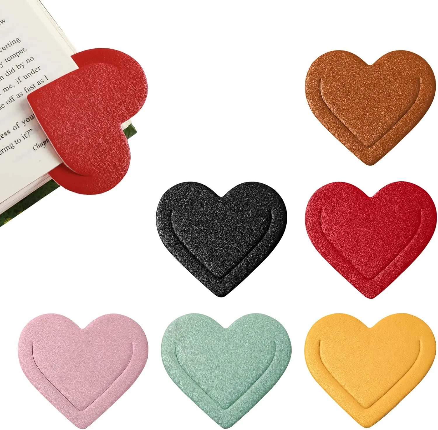 

Portable PU Leather Heart Bookmark Cute Corner Page Bookmark Reading Marks Gifts For Women Book Lovers Accessories