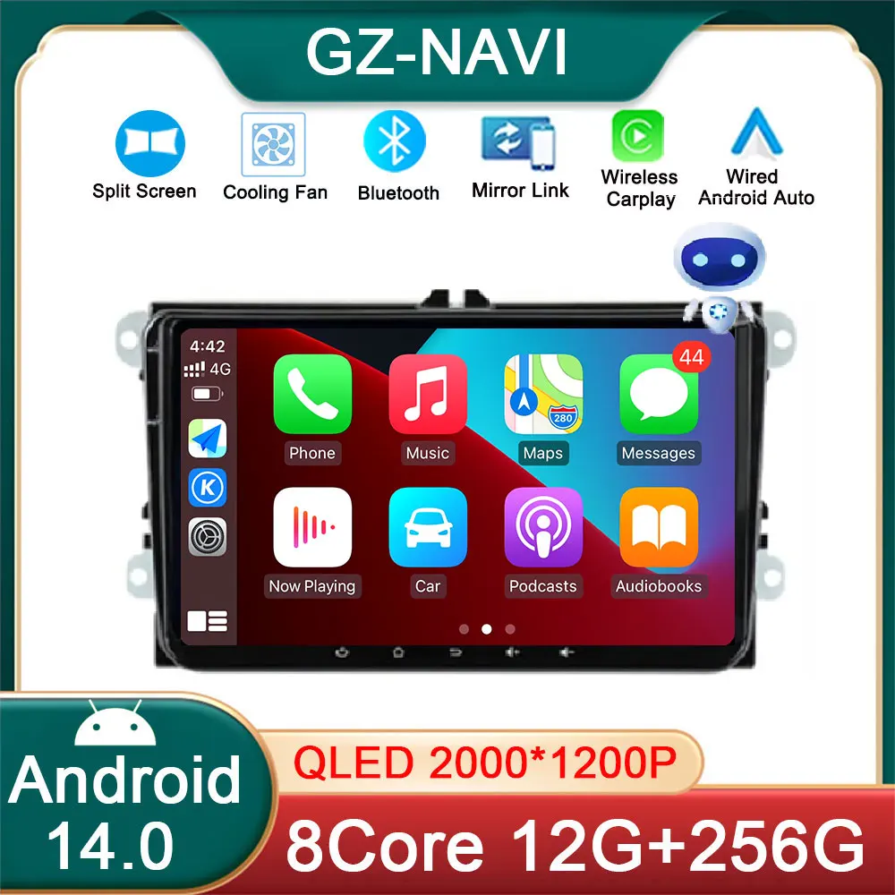 

Car Radio 9“ Android 14 For VW/Volkswagen/Golf/Polo/Tiguan/Passat/B7/B6/Seat/Leon/Skoda/Octavia GPS Navigation Multimedia Player