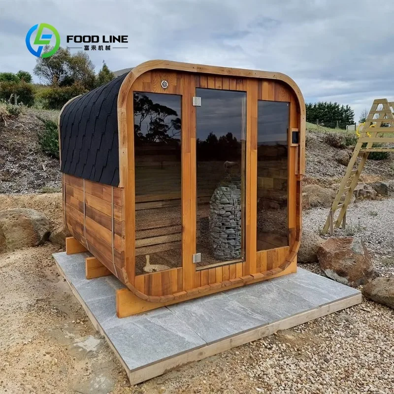 Wholesale Outdoor Large Size Sauna Room Cabin House Glass Front Wood Burning Sauna Outdoor Customized