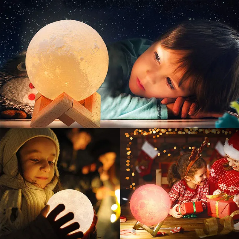 15CM LED Moon Lamp 3D Rechargeable Moon Lights with Remote Touch Control 16 Colors Night Light for Bedroom Decor Kids Child Gift