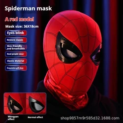 Spiderman Mascara Headgear Cosplay Moving Eyes Electronic Mask Spider Man 1:1 Remote Control Elastic Toys For Adults Kids Gift