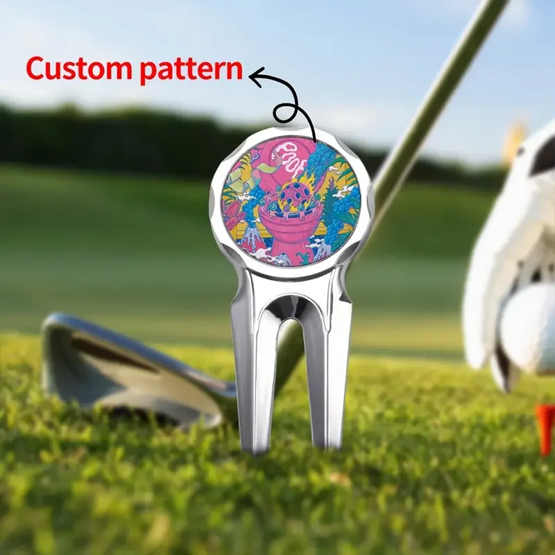 1 or 2-Piece Custom Golf Ball Repair Tool - Personalised Golf Ball Marker with Magnetic Base, Ideal Personalised Golf Gift
