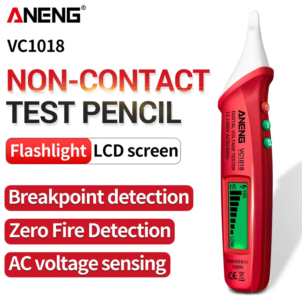 ANENG VC1018 inteligentny cyfrowy miernik napięcia AC 1000V NCV woltomierz inteligentny czujnik pióro testowe detektor brzęczyka do elektronarzędzia