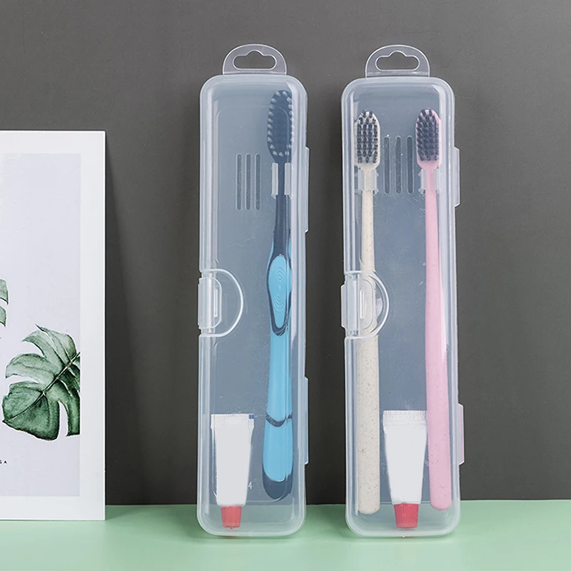 Rectangular plastic box with flip cover, transparent PP plastic toothbrush box, portable storage box for dental clinic