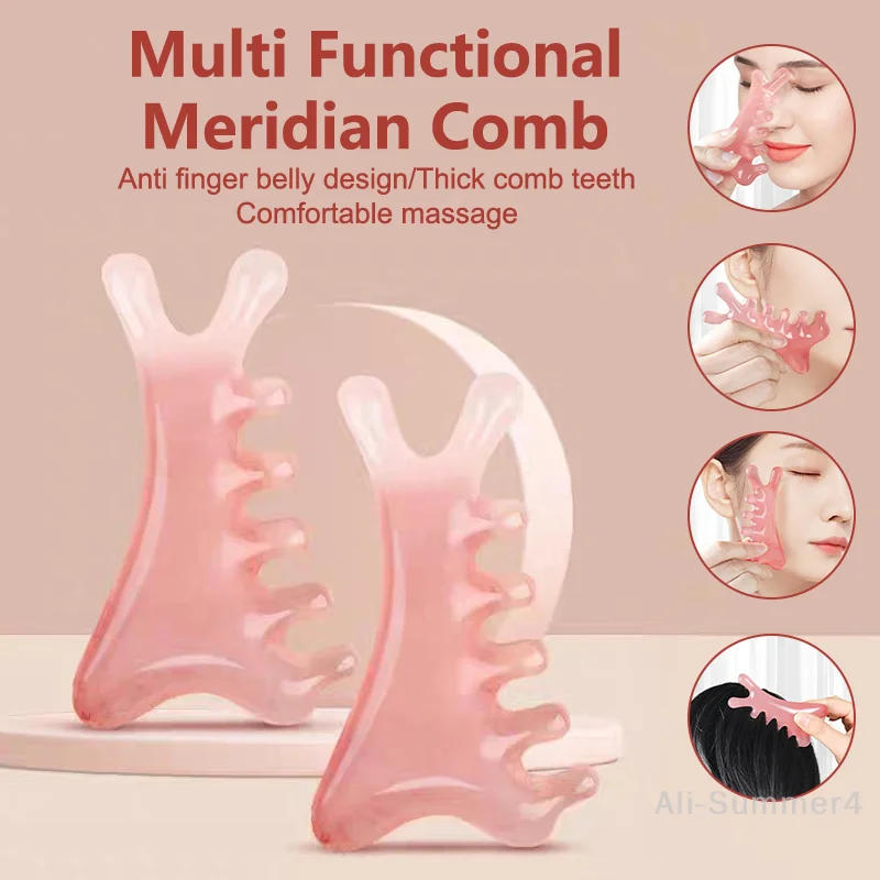 2Pcs Körper Meridian Massage Kamm Kunststoff Fünf Breite Zahn Kamm Akupunktur Therapie Durchblutung Anti-statische Glatte Haar kamm
