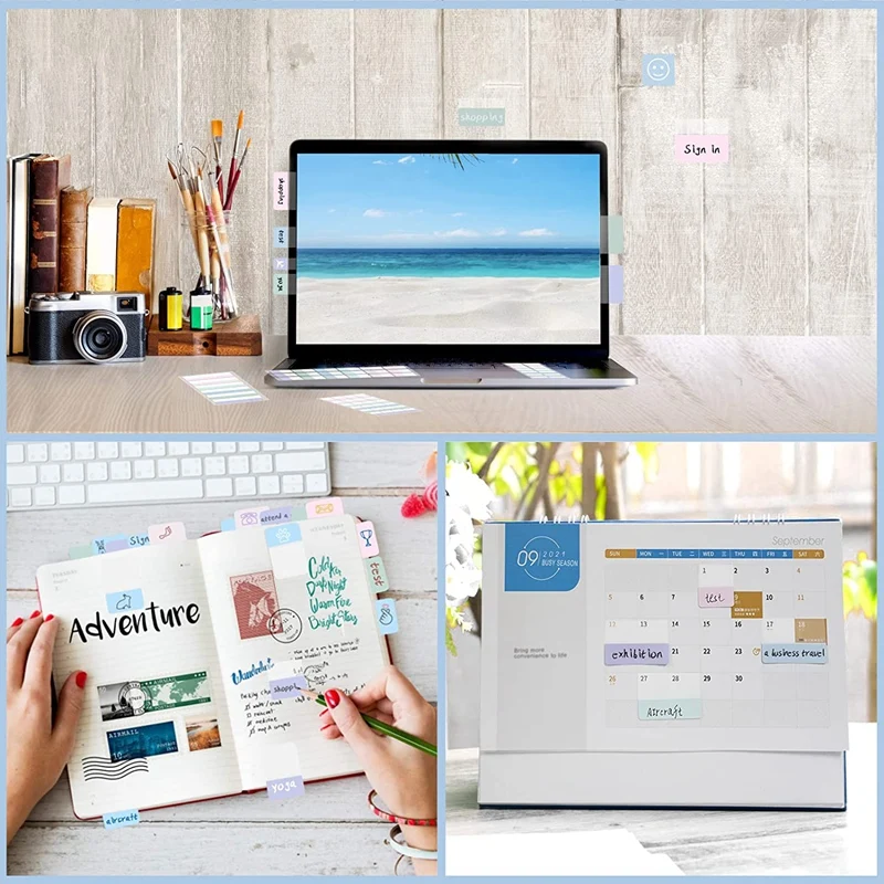 Tiras adhesivas, 420 piezas, 3 tamaños, marcadores adhesivos, marcadores adhesivos de índice, tiras de texto de película para leer, marcar páginas