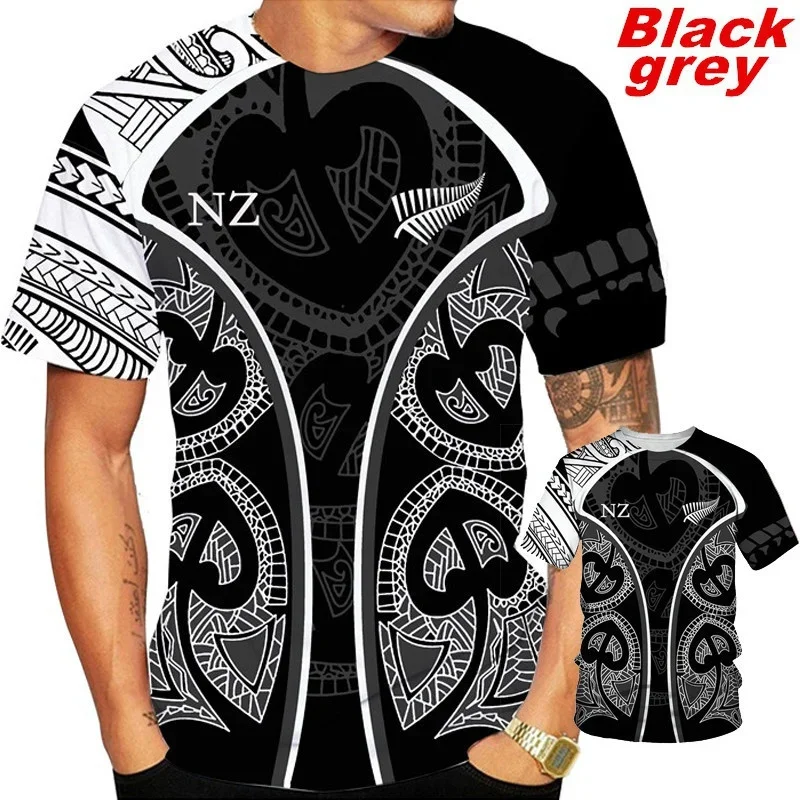 New Zealand Maori 3D printed men's T-shirts, patterned rugby T-shirts, children's fashionable streetwear, Harajuku short sleeved