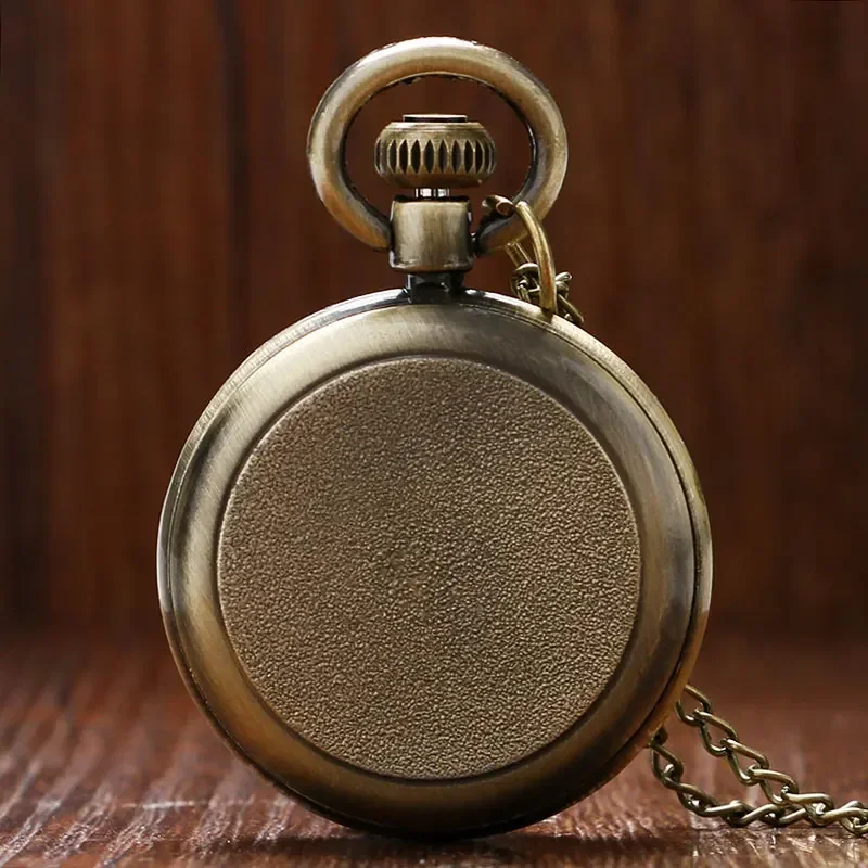 Bronze Roman Pocket Watch, Antique Numerals, Chain Necklace, Pendant, Quartz