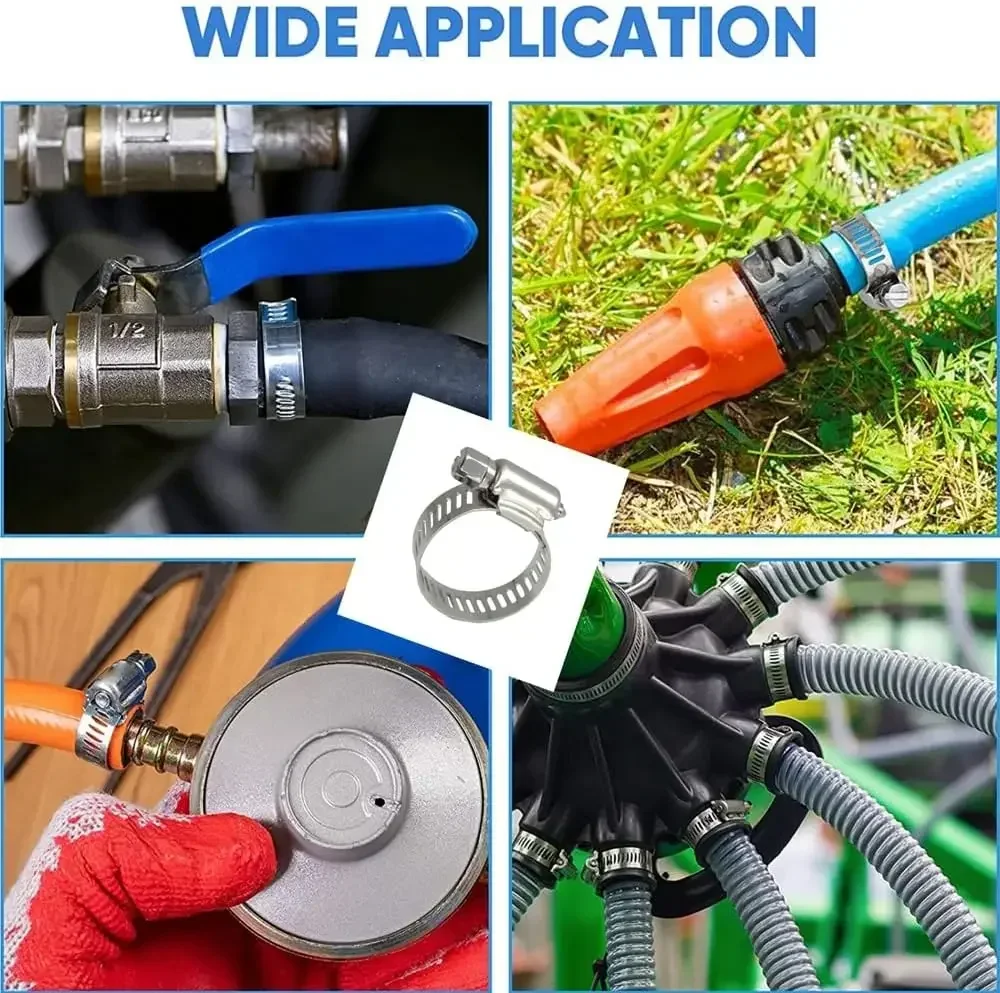 Stainless Steel Adjustable Screw Band Hose Clamps Car Fuel Tube Pipe Clamp Worm Gear Plier Tools Faucet Water Pipes Fasteners