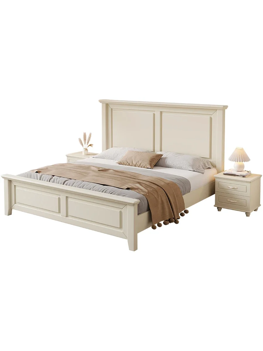 

Solid wood bed furniture: Solid wood bed is simple and modern, cream style, home high-end atmospheric double bed