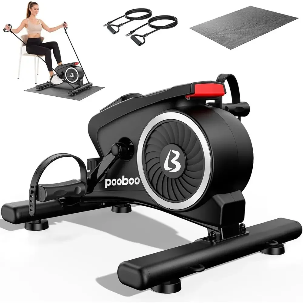 

Silent Magnetic Mini Exercise Bike with 16 Resistance Levels, Arm & Leg Training, Bands & Mat for Home or Office
