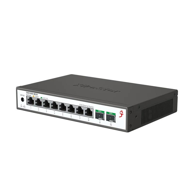 XikeStor 2.5G Unmanaged Switch 8 Ports 2.5G RJ45  2 Ports 10G SFP+ Ethernet Switch Plug & Play 10-Port Internet Splitter Fanless