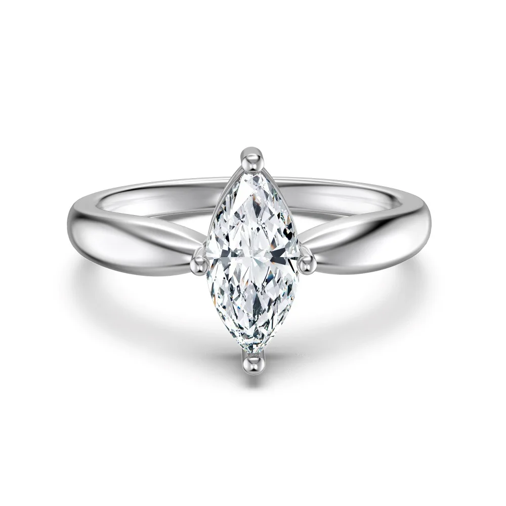 AETEEY S925 Sterling Silver Marquise Single Diamond Ring Stackable High End Elegant Women Finger Jewelry
