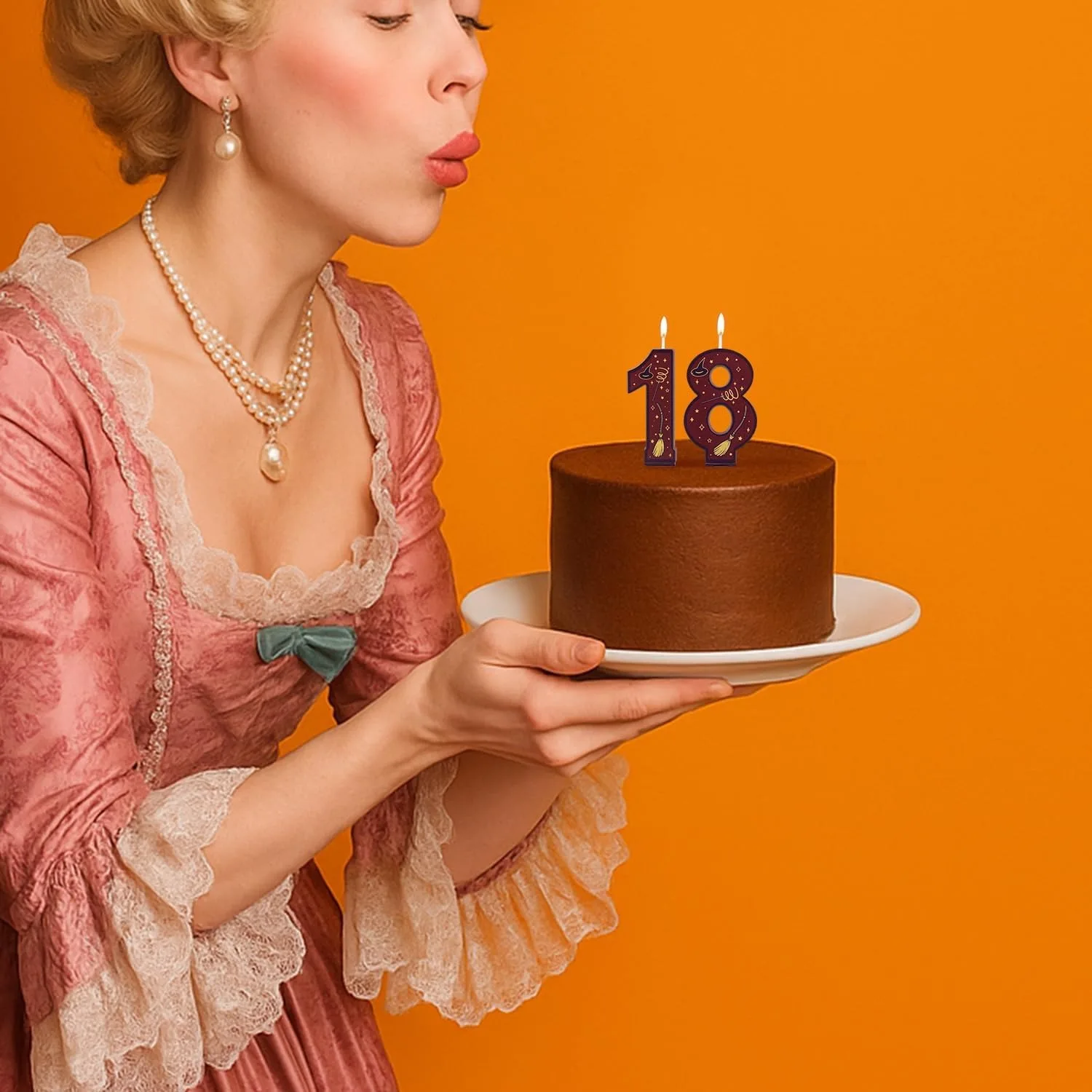 1 Set Number 0-9 Magical Themed Brown Candles, Cake Topper for Birthday Party Decorations & Supplies view 4