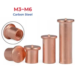 Carbon Steel Copper Plated Welding Stud M3 M4 M5 M6 Standoff Screws Soldering Pin Thread Connector