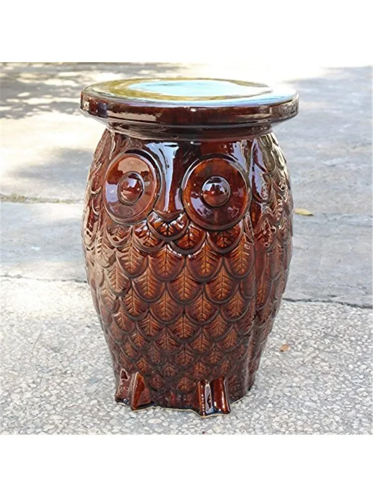 Decorative Garden Stools Furniture Piece Brown Wise Old Owl Ceramic Garden Stool 12