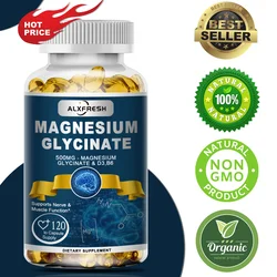 Alxfresh Magnesium Glycinate 500mg Capsule Zinc Vitamin D3 B6 for Muscle, Joint, Nerve Sleep Quality, Anxiety Stress Mood Health