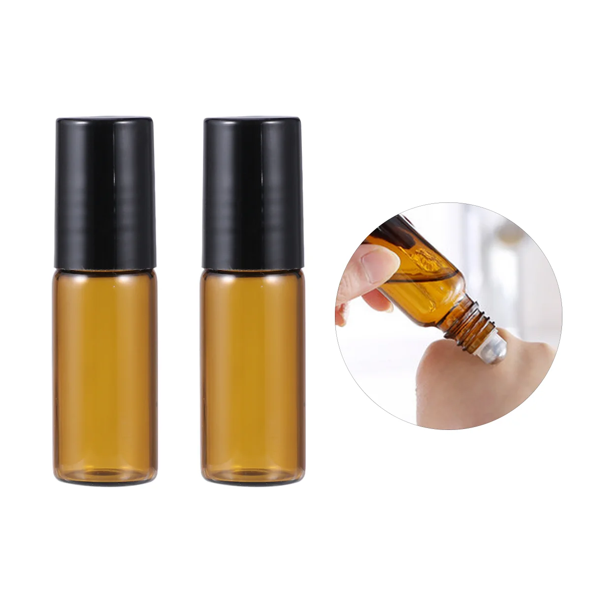 

12pcs 5ML Glass Spray Bottles Roller Bottles for Essential Oils Roll on Bottles with Metal Roller Balls(Brown)