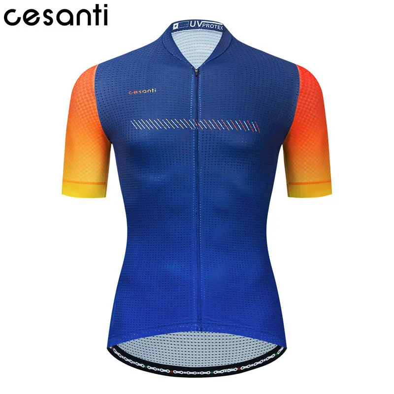 CESANTI Men Cycling Jersey Short Sleeve Summer Bike Clothing Breathable Full Zipper Male Outdoor Sport Wear