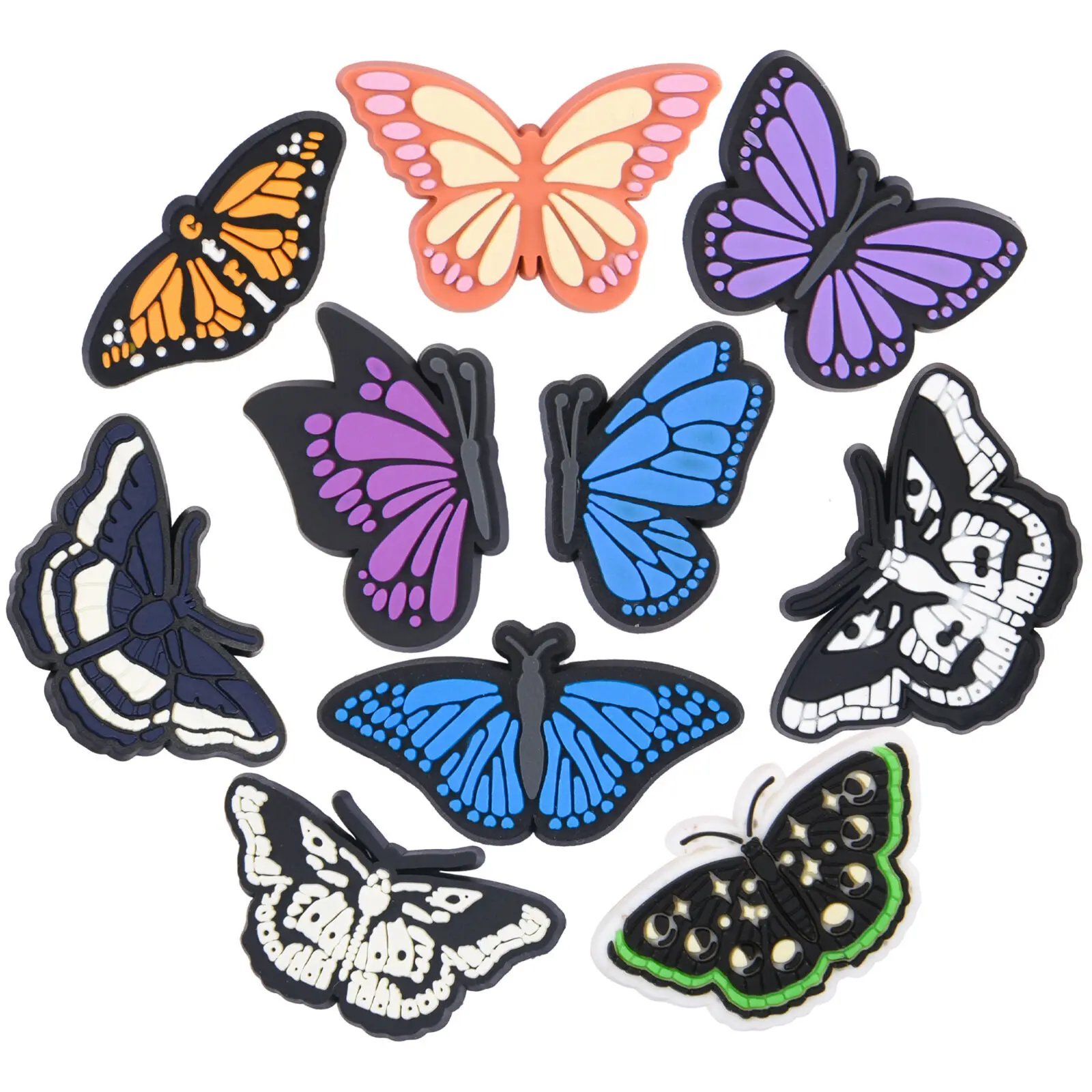 1-10pcs Colorful Animal Butterfly Shoe Decoration Blue Purple Black Shoe Charms Kids Adult Bracelet Accessories Birthday Gifts