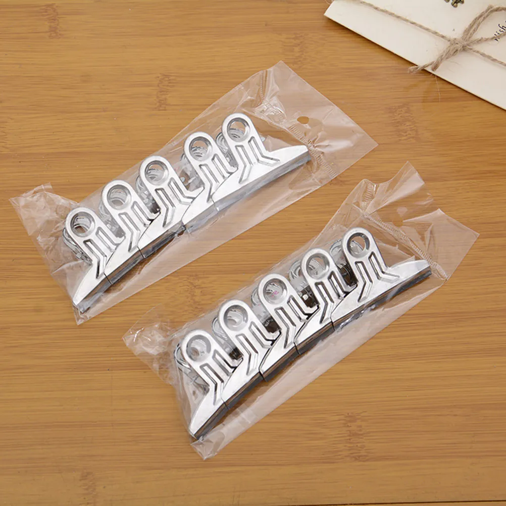 10Pcs Stainless Steel Bag Clips Wide Opening Airtight Seal for Snack Food Storage Chips Coffee Bread Freezer Use