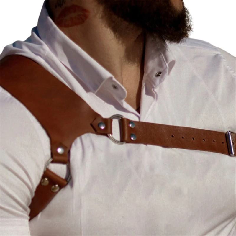 

Leather Mens Body Chest Harness Belt Mens Exotic Apparel-Muscle Protector Punk Belt Clubwear Costume for Men Halter Belt