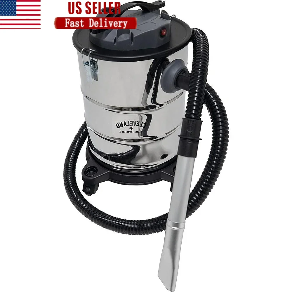 

6.5 Gallon Ash Vacuum Cleaner Stainless Steel HEPA Filter Integrated Hose Storage Safe Warm Cold Ash Cleaning