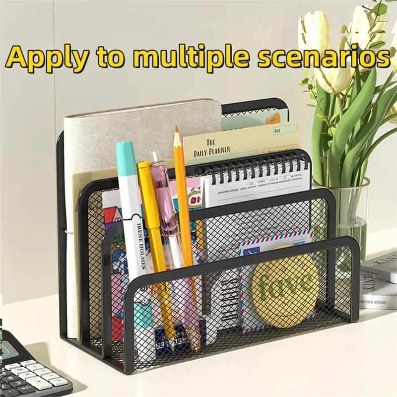Papers Trays Notebook Stand Rack Desk 3-layer Black Metal Iron Mesh Holder for Magazine Document File Book Rack Organizer Office